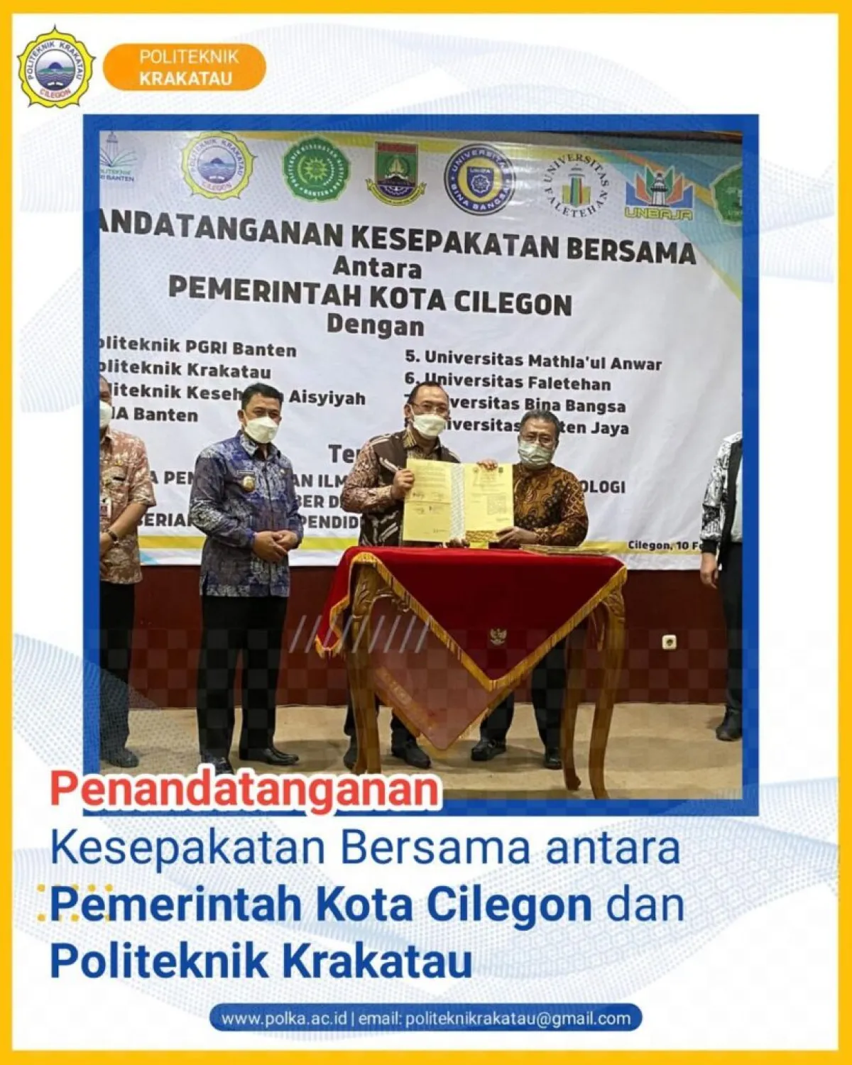 Penandatanganan Kesepakatan Bersama antara Pemerintah Kota Cilegon dengan Politeknik Krakatau